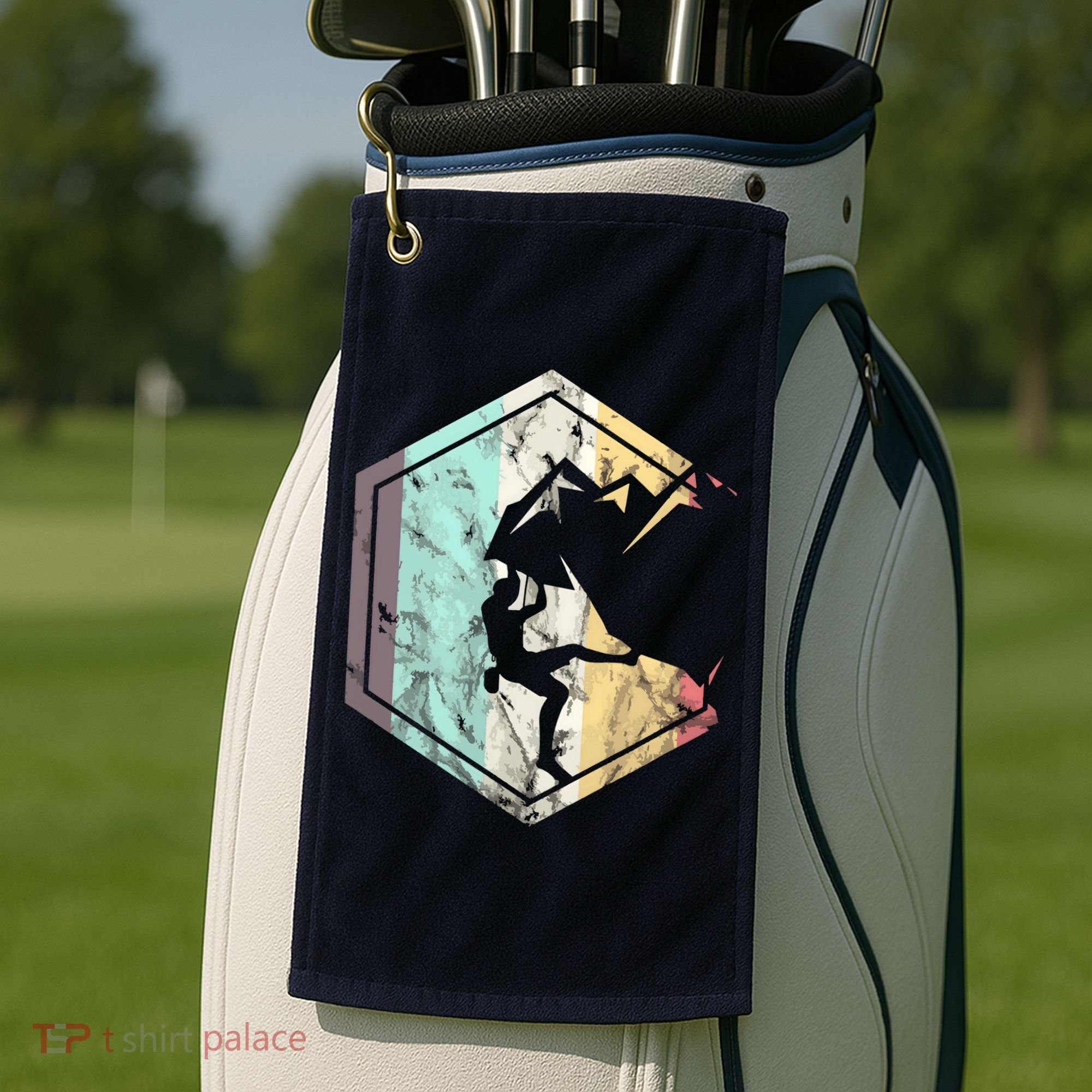 Awesome Rock Climbing Retro Mountain Climber Hiker Alpinism Golf Towel