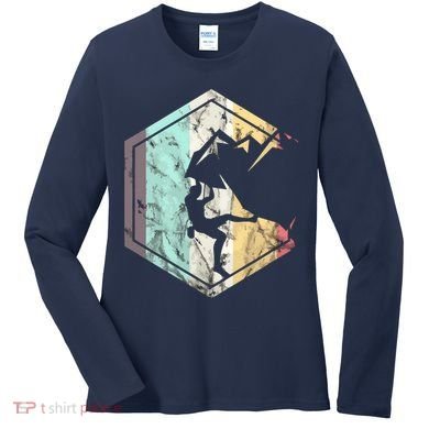 Awesome Rock Climbing Retro Mountain Climber Hiker Alpinism Women's Long Sleeve Shirt