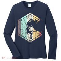 Awesome Rock Climbing Retro Mountain Climber Hiker Alpinism Women's Long Sleeve Shirt thumb 0