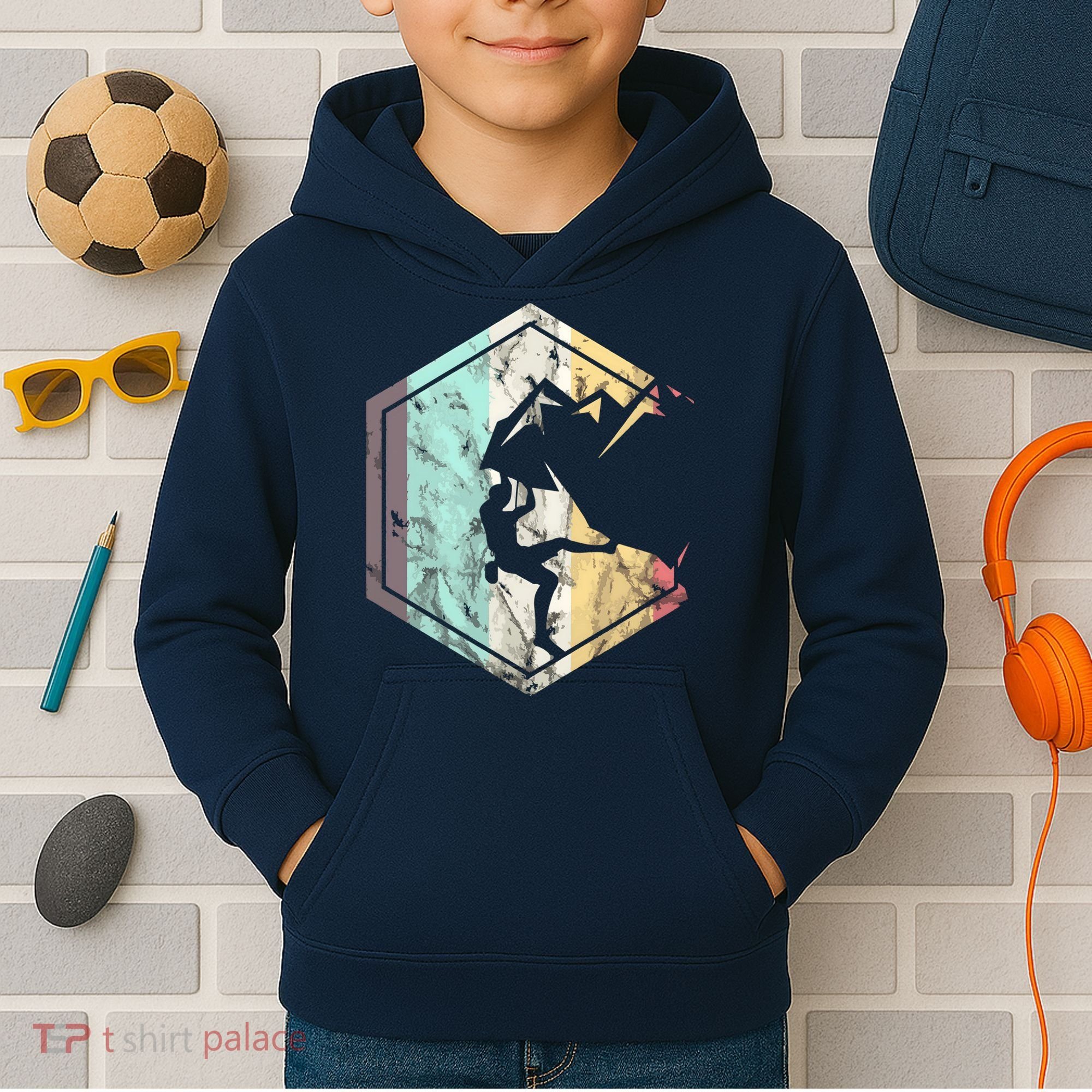 Awesome Rock Climbing Retro Mountain Climber Hiker Alpinism Kids Hoodie