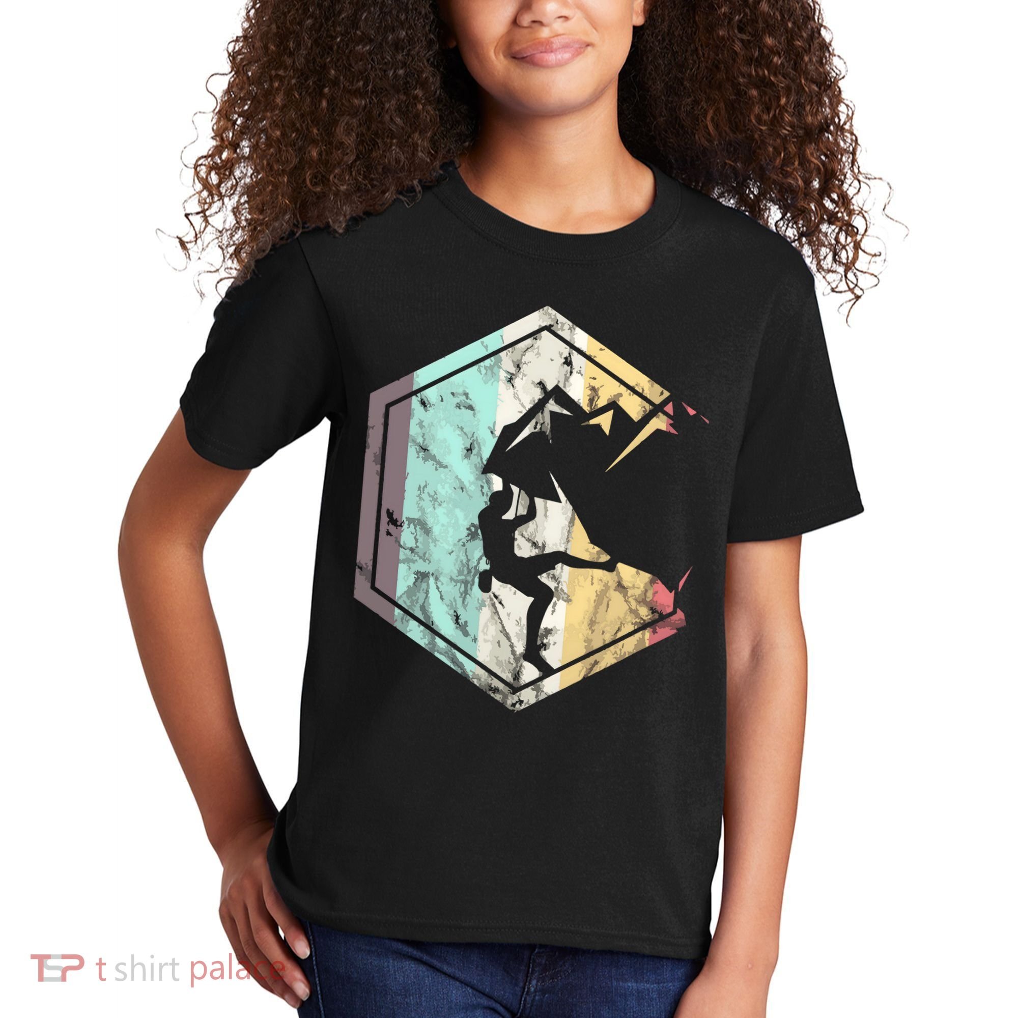 Awesome Rock Climbing Retro Mountain Climber Hiker Alpinism Kids T-Shirt
