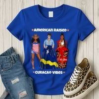 American Raised Curacao Vibes Born In South America Dna Meaningful Gift Women's T-Shirt thumb 3