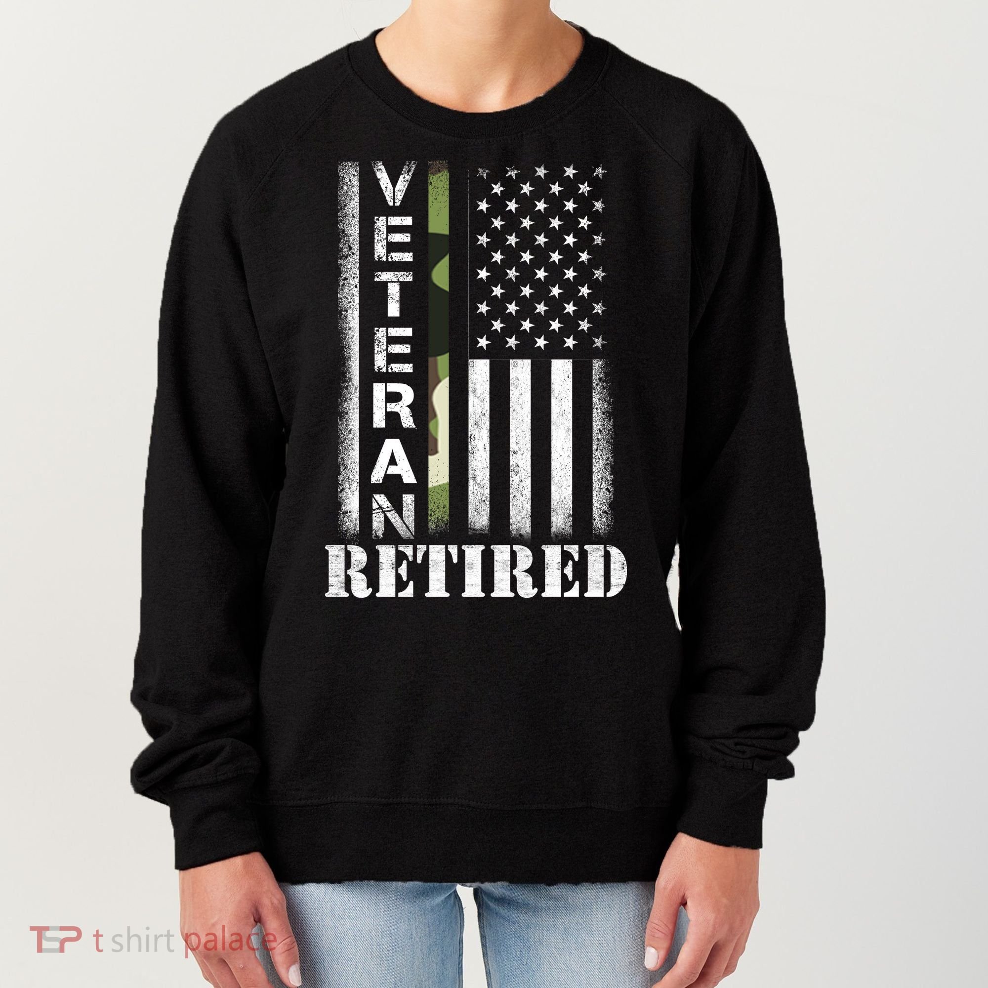 ARMY Retired Distressed American Flag Women's Sweatshirt