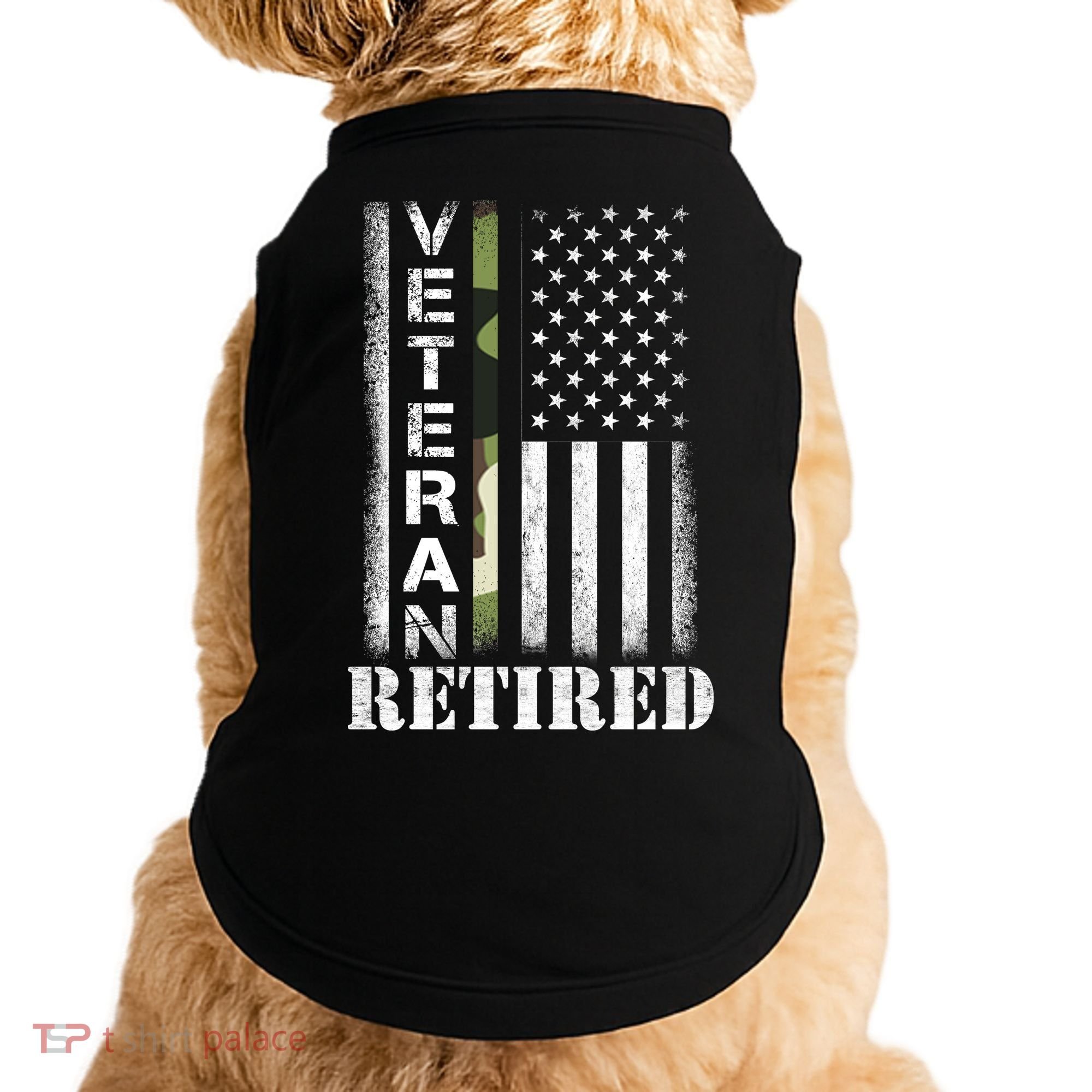 ARMY Retired Distressed American Flag Doggie Tank