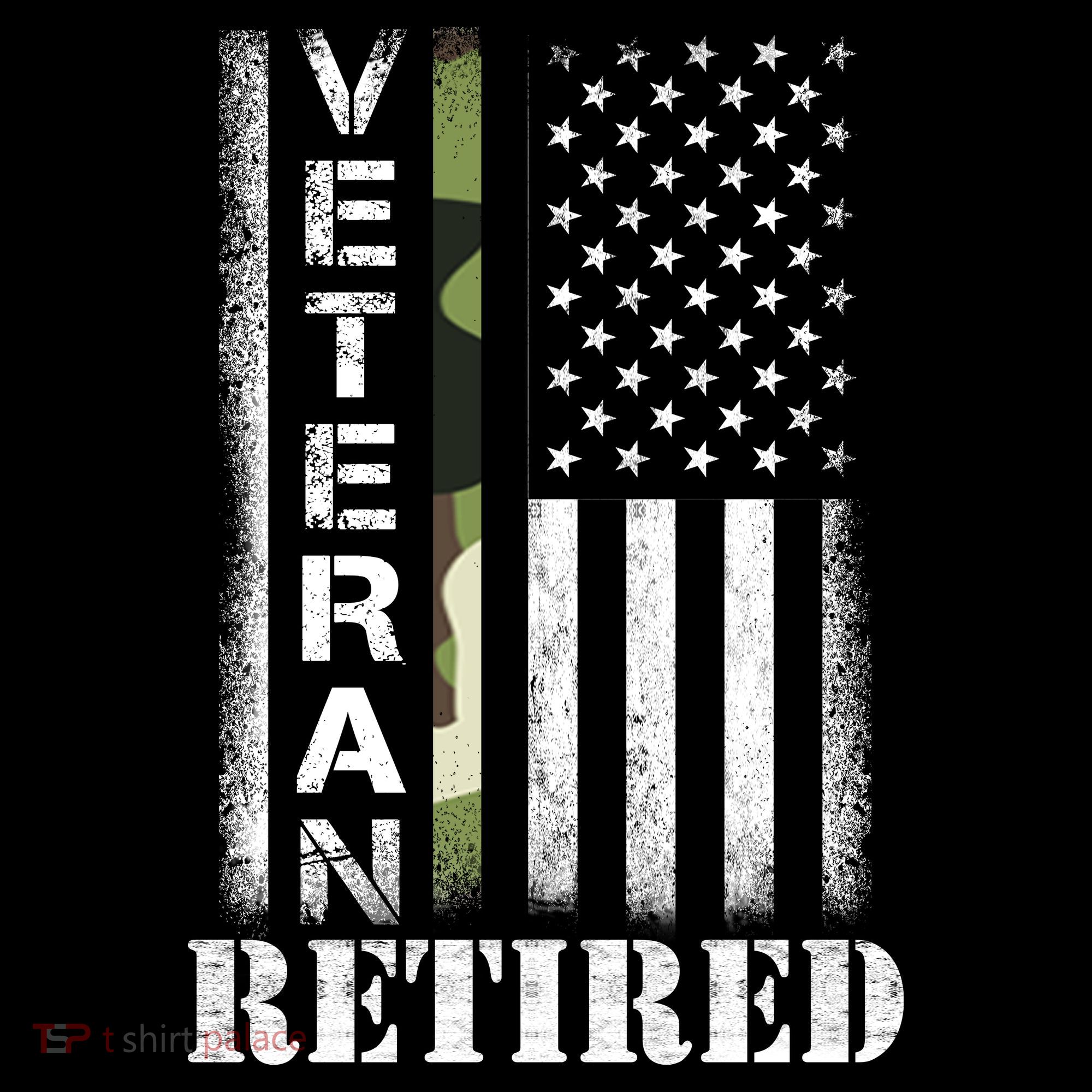 ARMY Retired Distressed American Flag Long Sleeve Shirt