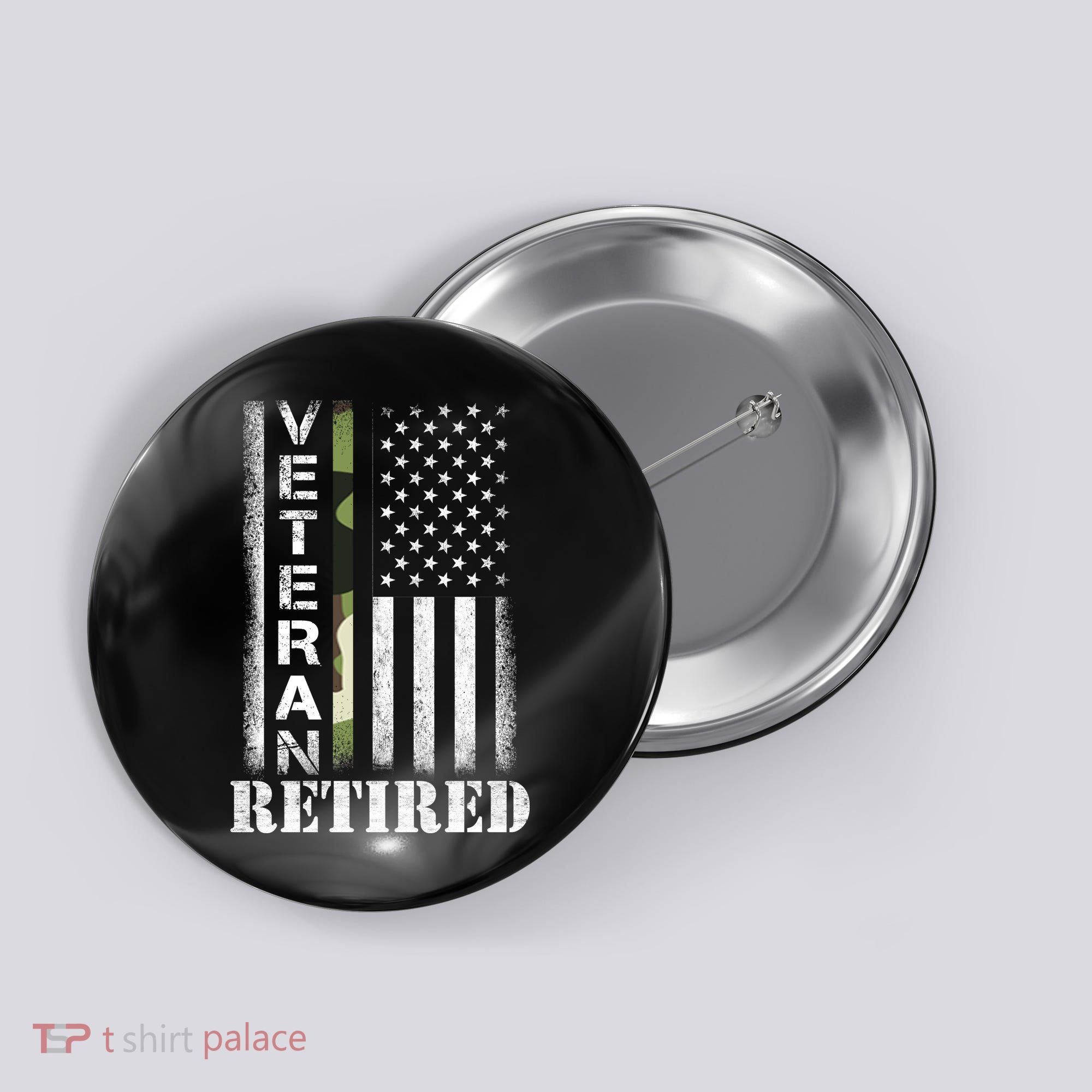 ARMY Retired Distressed American Flag Button