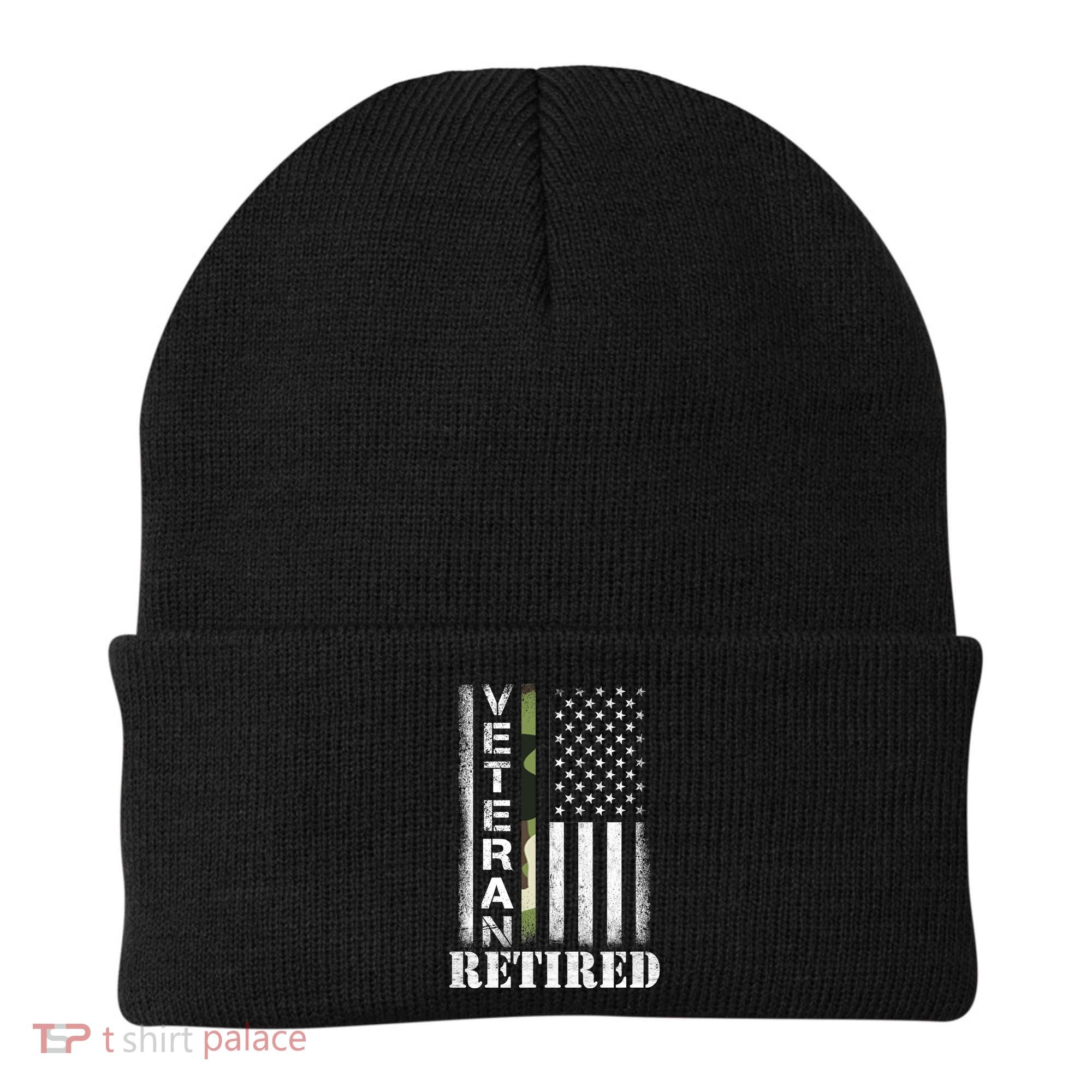 ARMY Retired Distressed American Flag Beanie
