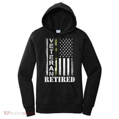ARMY Retired Distressed American Flag Women's Hoodie