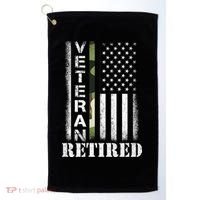 ARMY Retired Distressed American Flag Golf Towel thumb 0