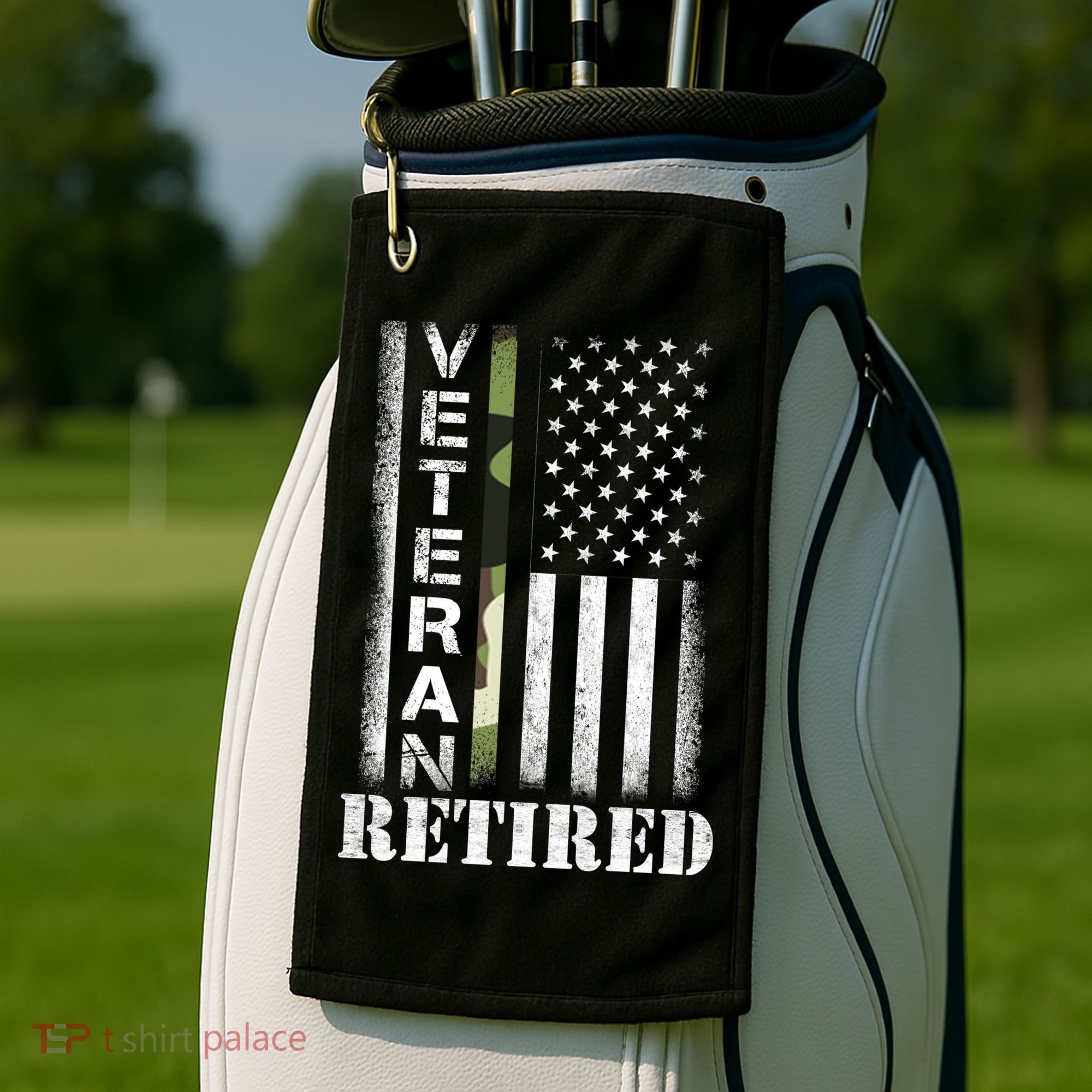ARMY Retired Distressed American Flag Golf Towel