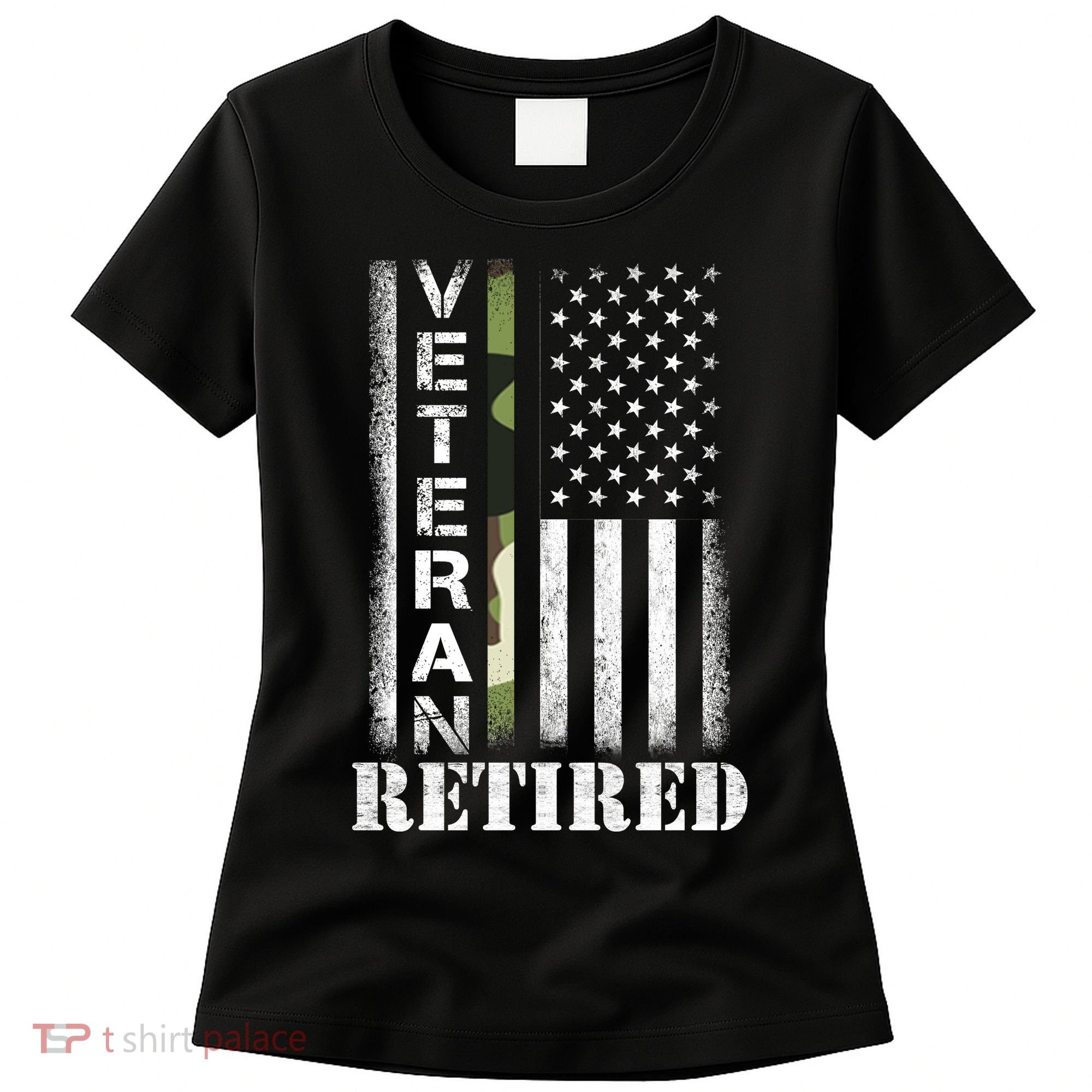 ARMY Retired Distressed American Flag Women's T-Shirt