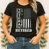 ARMY Retired Distressed American Flag Women's T-Shirt thumb 2