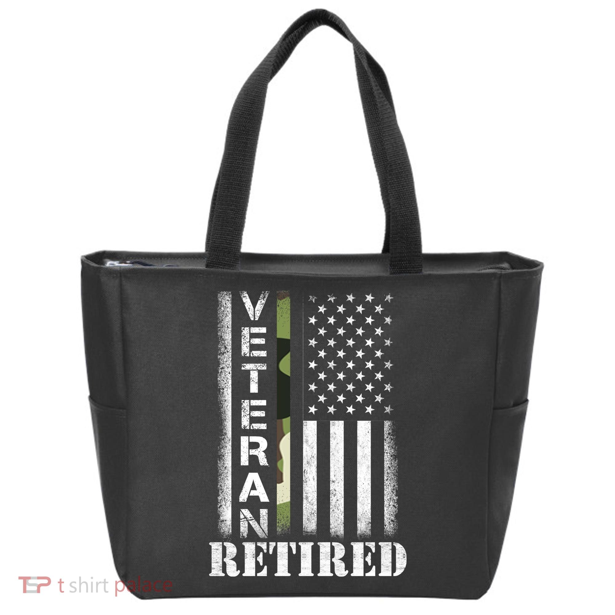 ARMY Retired Distressed American Flag Tote Bag