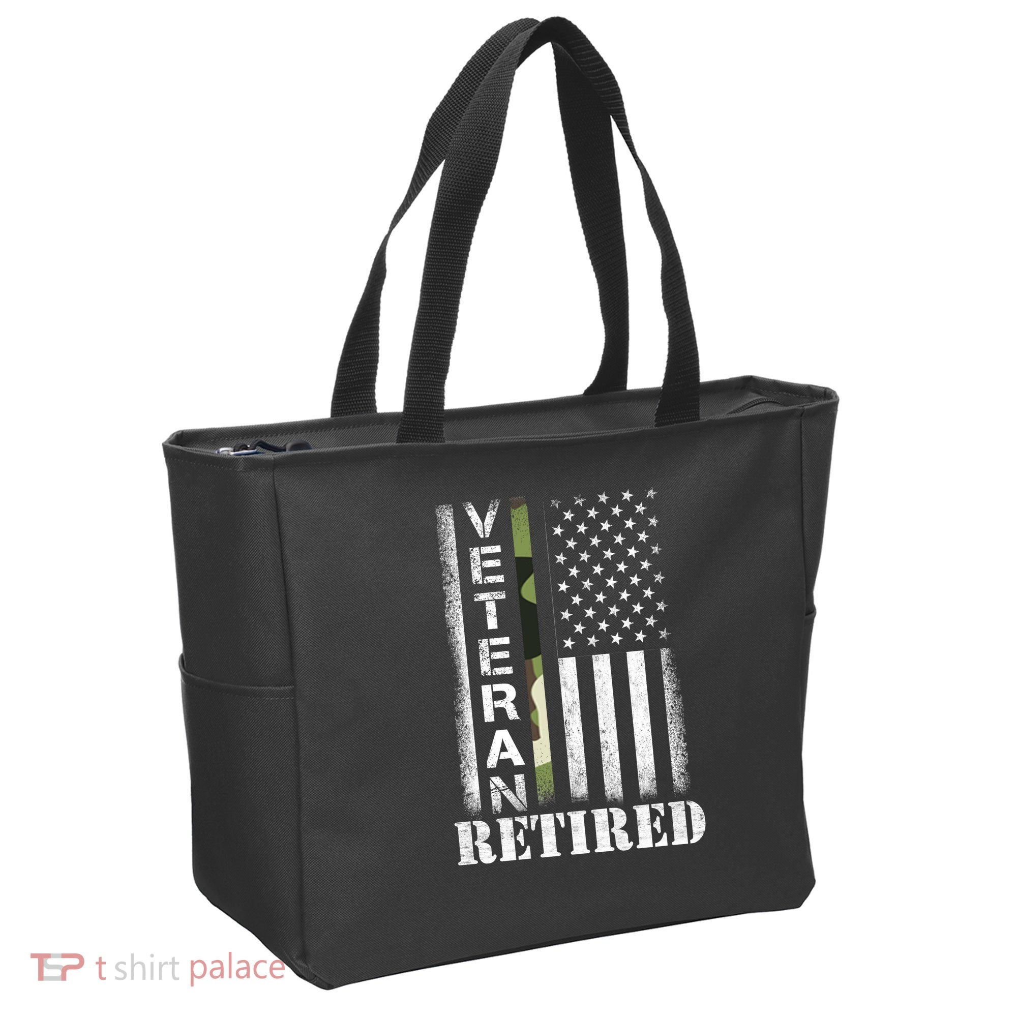 ARMY Retired Distressed American Flag Tote Bag