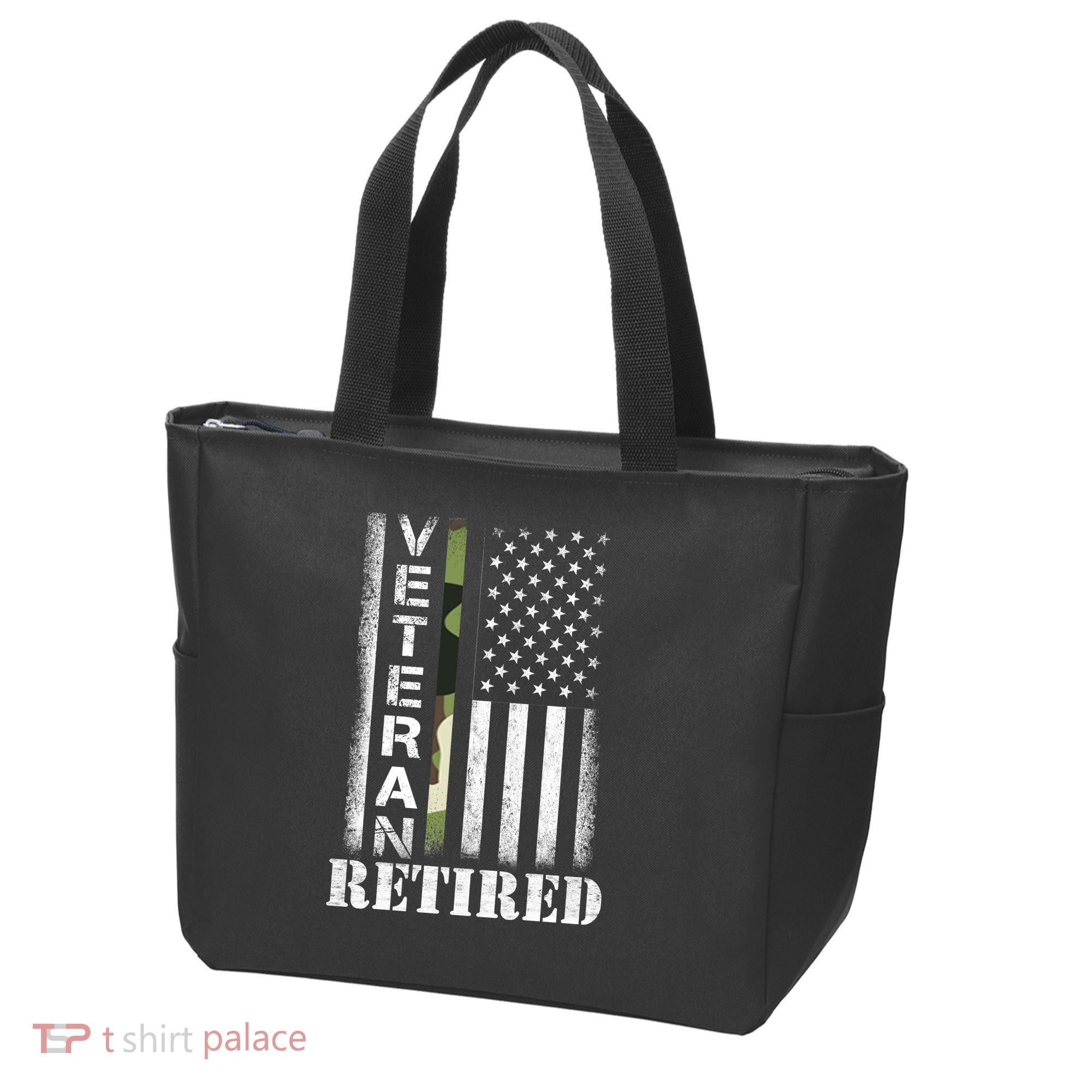 ARMY Retired Distressed American Flag Tote Bag