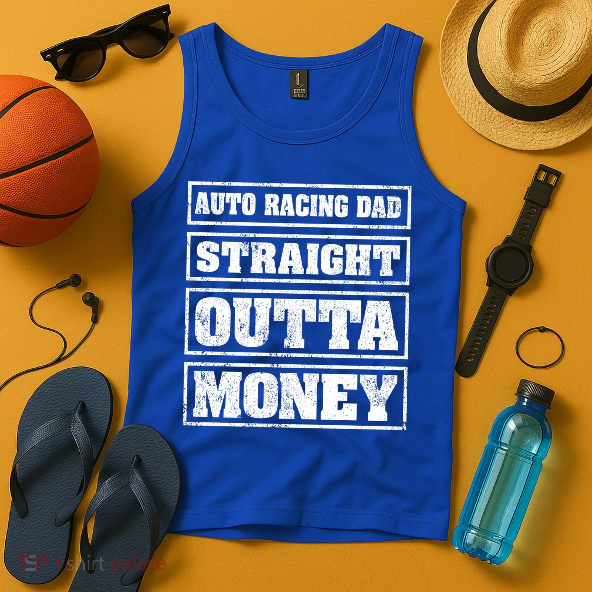 Auto Racing Dad Straight Outta Money Auto Racing Fathers Day Cool Gift Tank Top