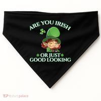 Are You Irish or Just Good Looking Leprechaun USA-Made Doggie Bandana thumb 0