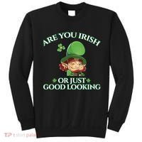 Are You Irish or Just Good Looking Leprechaun Sweatshirt thumb 0