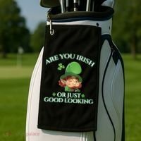Are You Irish or Just Good Looking Leprechaun Golf Towel thumb 2