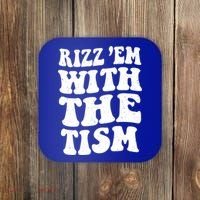 Autism Rizz Em With The Tism Funny Autistic Meme Groovy Cool Gift Coaster thumb 0