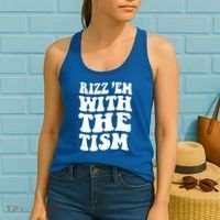 Autism Rizz Em With The Tism Funny Autistic Meme Groovy Cool Gift Women's Tank Top thumb 2
