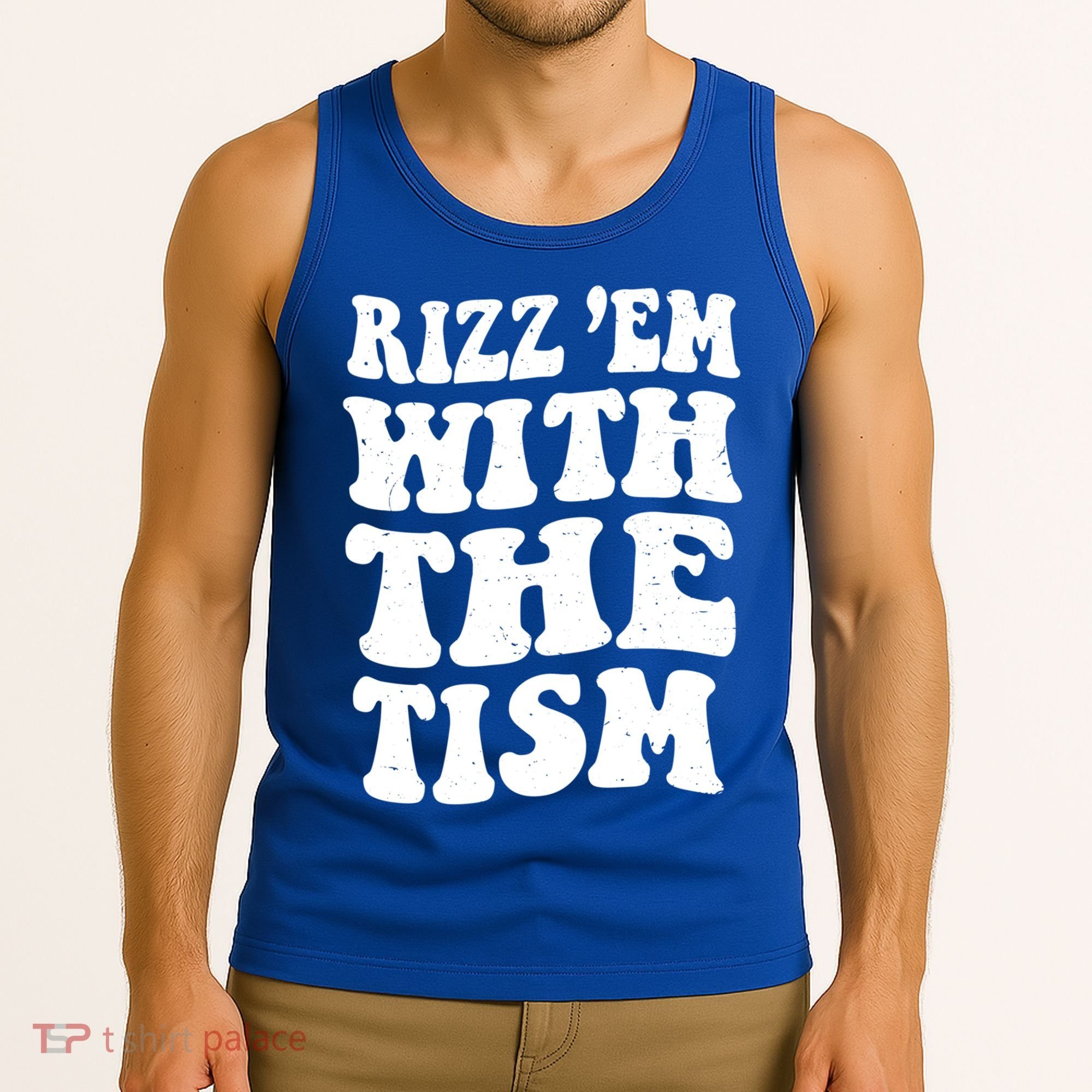 Autism Rizz Em With The Tism Funny Autistic Meme Groovy Cool Gift Tank Top