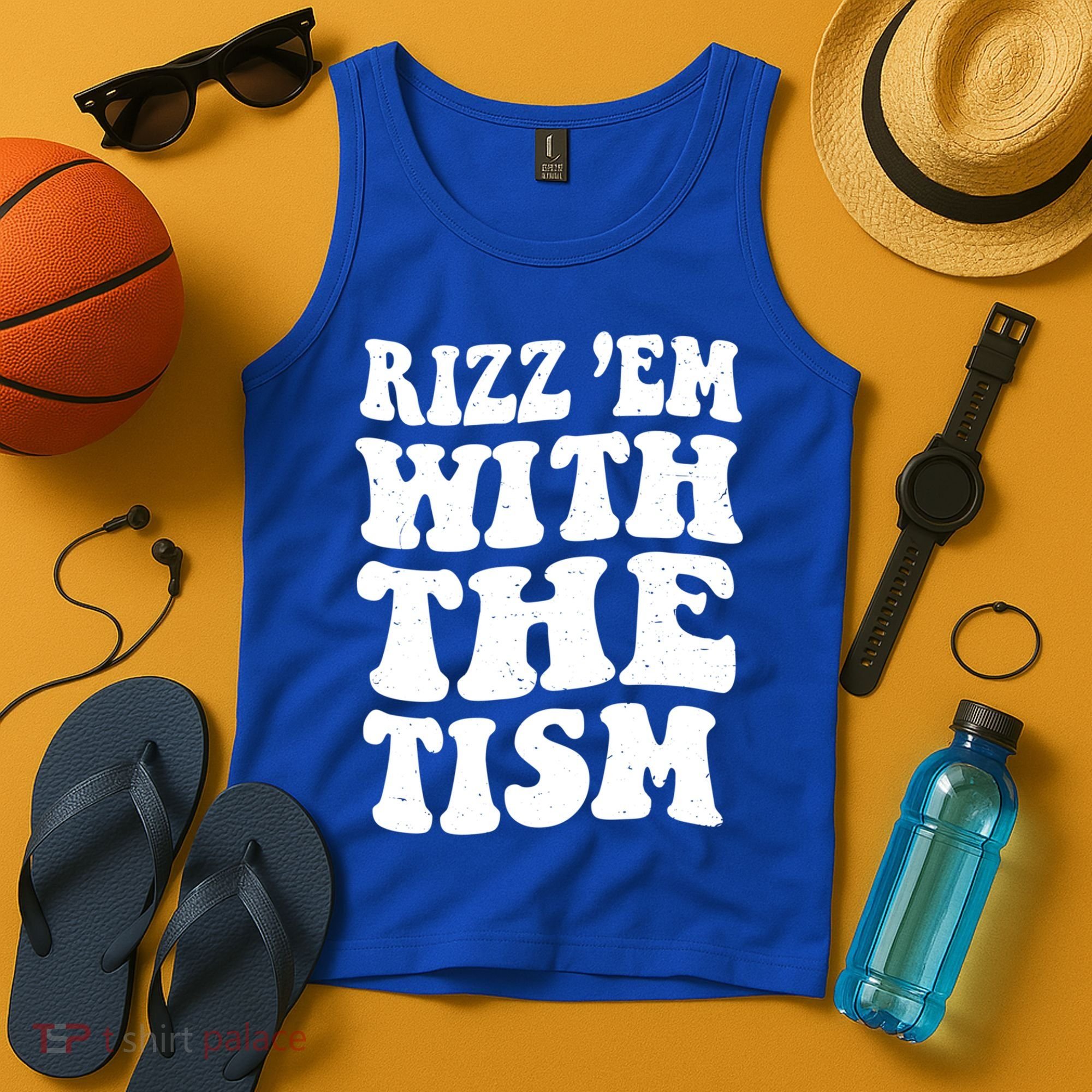 Autism Rizz Em With The Tism Funny Autistic Meme Groovy Cool Gift Tank Top