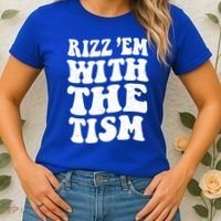 Autism Rizz Em With The Tism Funny Autistic Meme Groovy Cool Gift Women's T-Shirt thumb 2