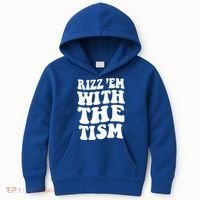 Autism Rizz Em With The Tism Funny Autistic Meme Groovy Cool Gift Kids Hoodie thumb 0