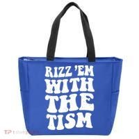 Autism Rizz Em With The Tism Funny Autistic Meme Groovy Cool Gift Tote Bag thumb 0