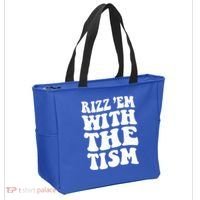 Autism Rizz Em With The Tism Funny Autistic Meme Groovy Cool Gift Tote Bag thumb 2