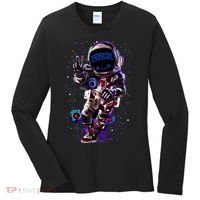 Astronaut Rave Edm Techno Festival Psytrance Dubstep Women's Long Sleeve Shirt thumb 0