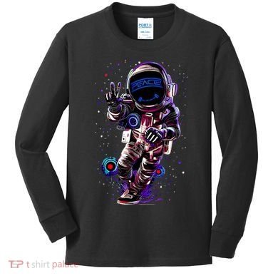 Astronaut Rave Edm Techno Festival Psytrance Dubstep Kids Long Sleeve Shirt