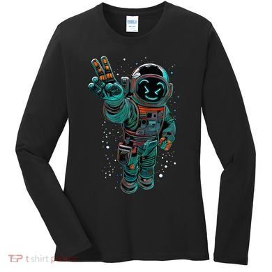 Astronaut Rave Edm Techno Festival Psytrance Dubstep Women's Long Sleeve Shirt