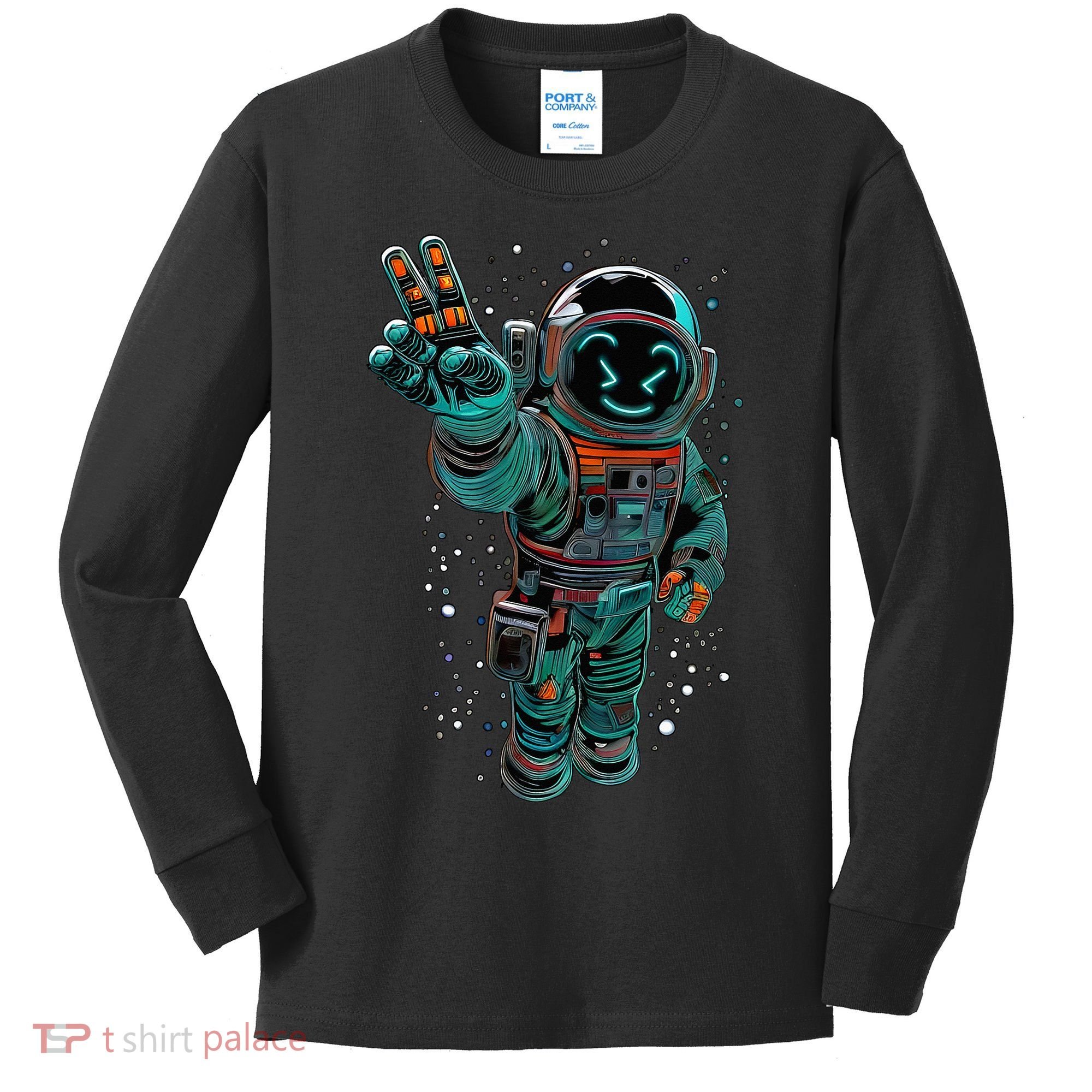Astronaut Rave Edm Techno Festival Psytrance Dubstep Kids Long Sleeve Shirt