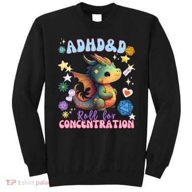 ADHD&D Roll For Concentration Cute Watercolor Dragon Sweatshirt
