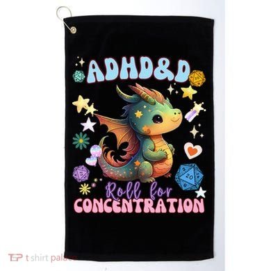 ADHD&D Roll For Concentration Cute Watercolor Dragon Golf Towel