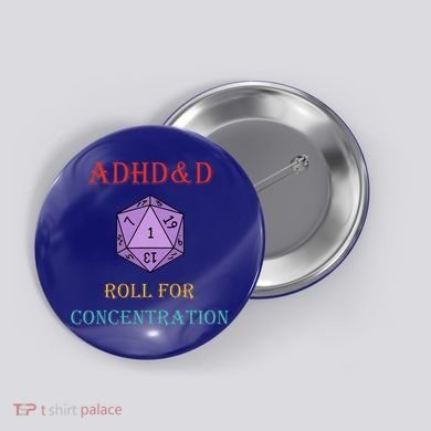 Adhd&D Roll For Concentration Vintage Quote Button
