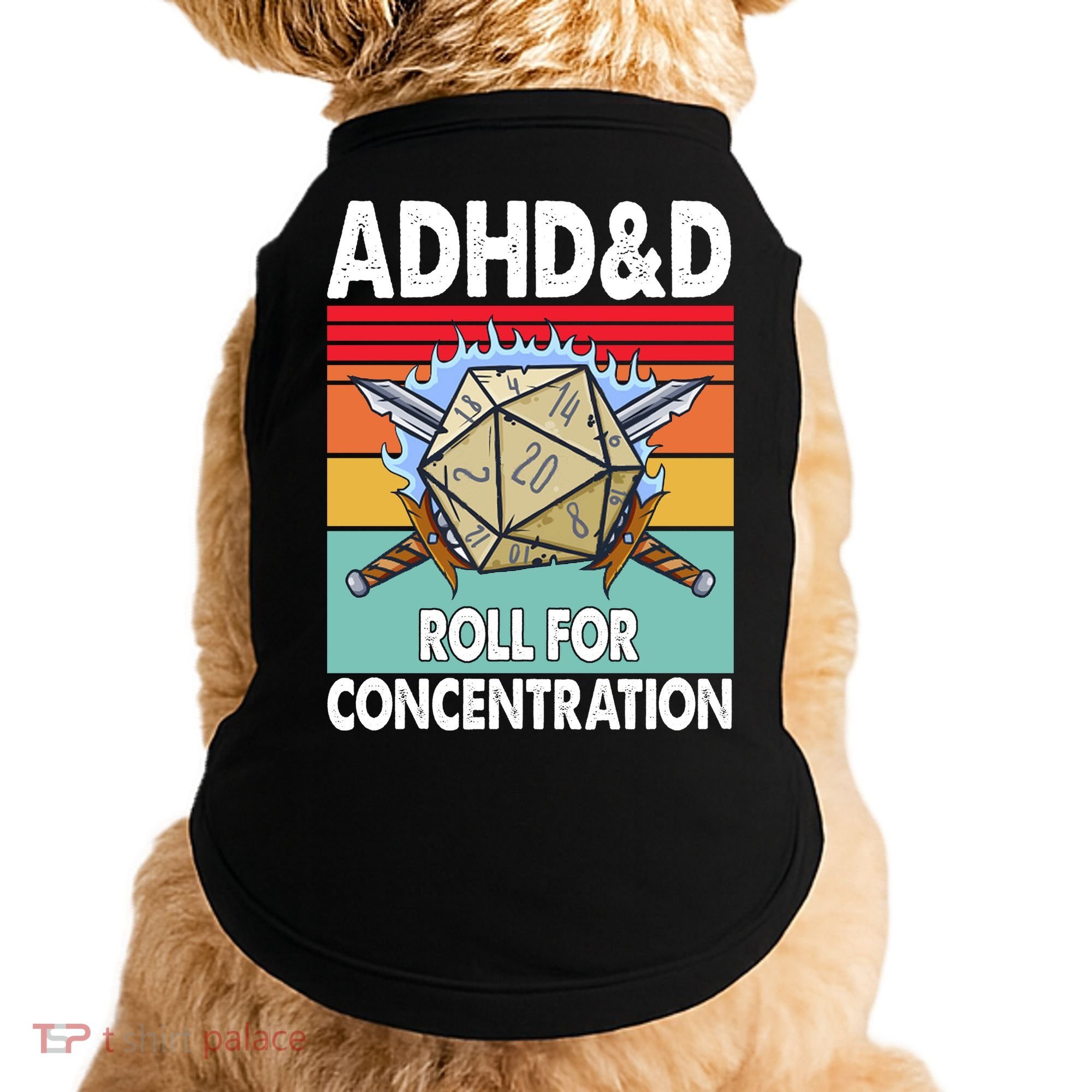 Adhd Roll For Concentration Funny Gamer Doggie Tank