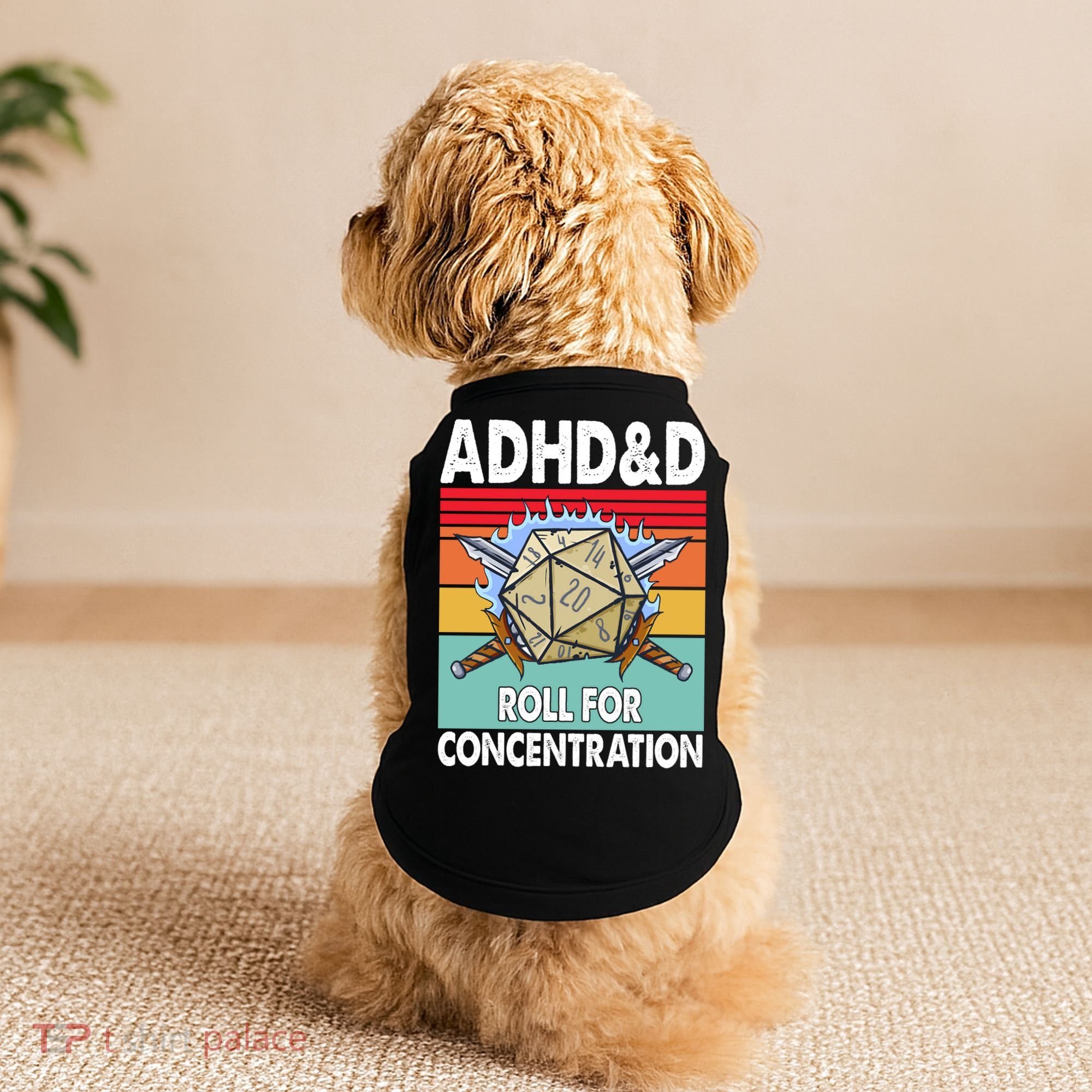 Adhd Roll For Concentration Funny Gamer Doggie Tank