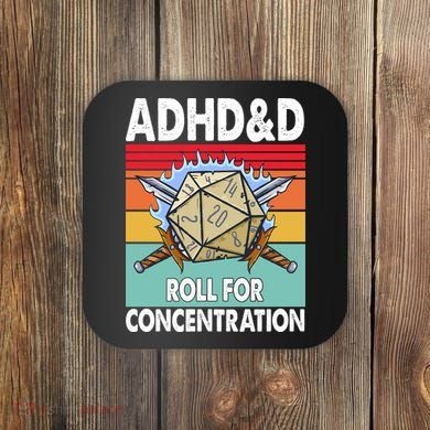 Adhd Roll For Concentration Funny Gamer Coaster