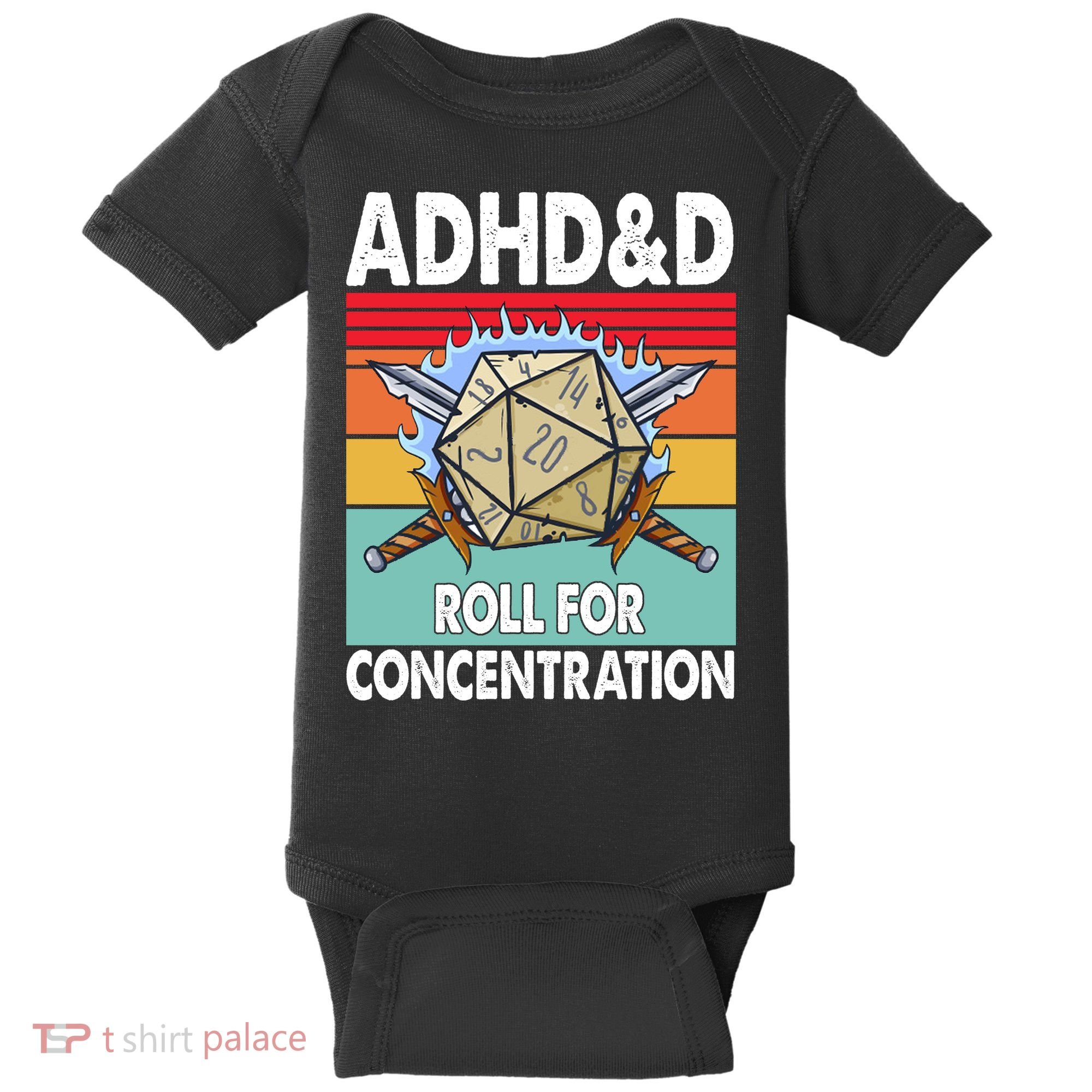 Adhd Roll For Concentration Funny Gamer Baby Bodysuit