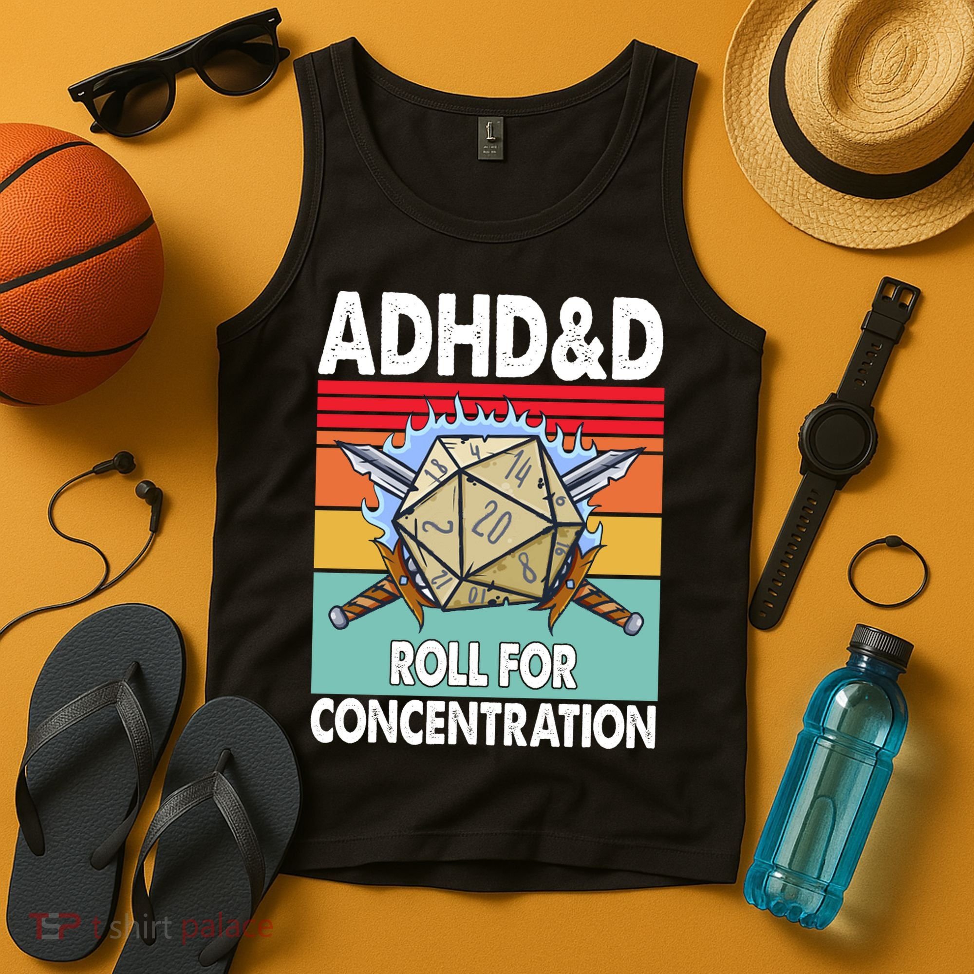 Adhd Roll For Concentration Funny Gamer Tank Top