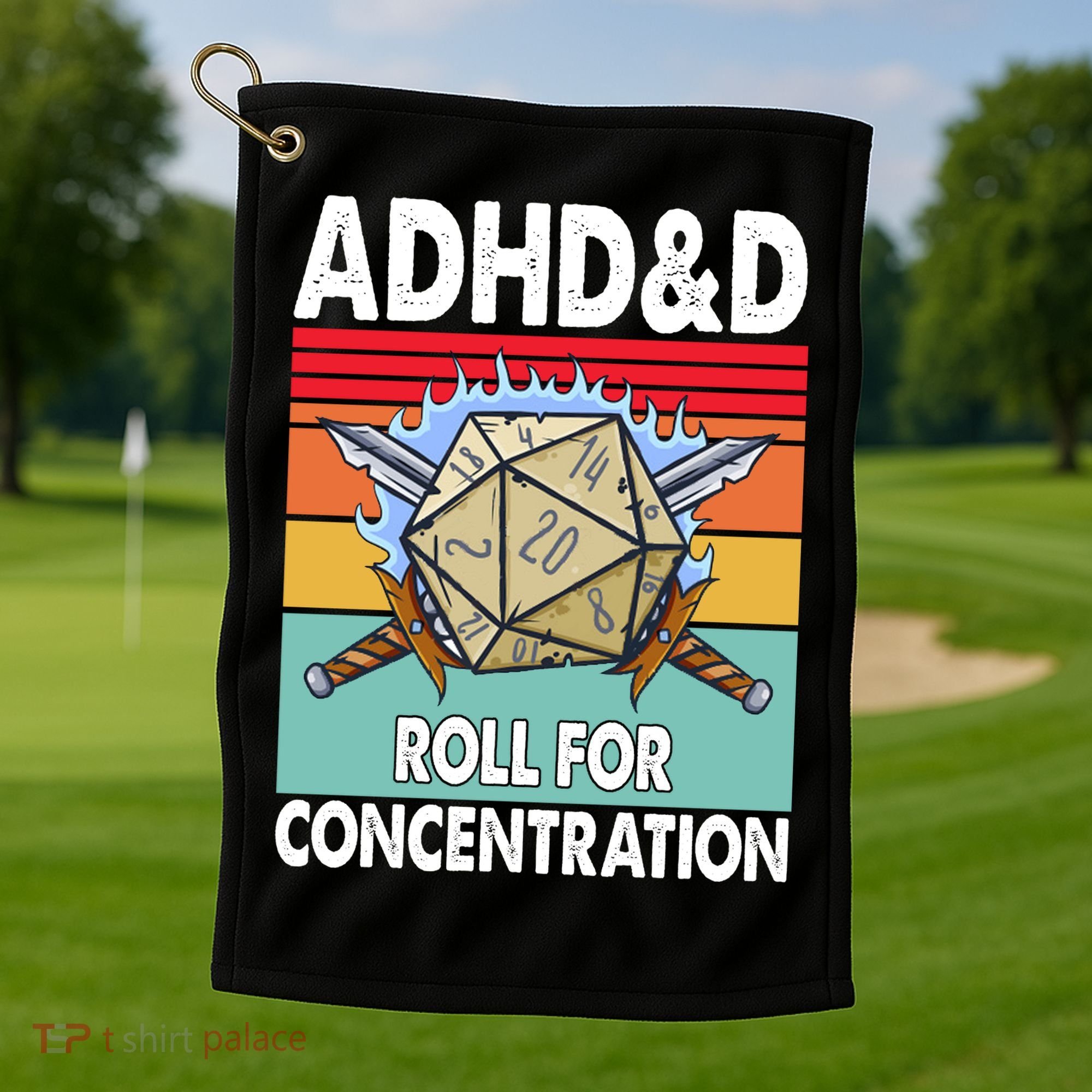 Adhd Roll For Concentration Funny Gamer Golf Towel
