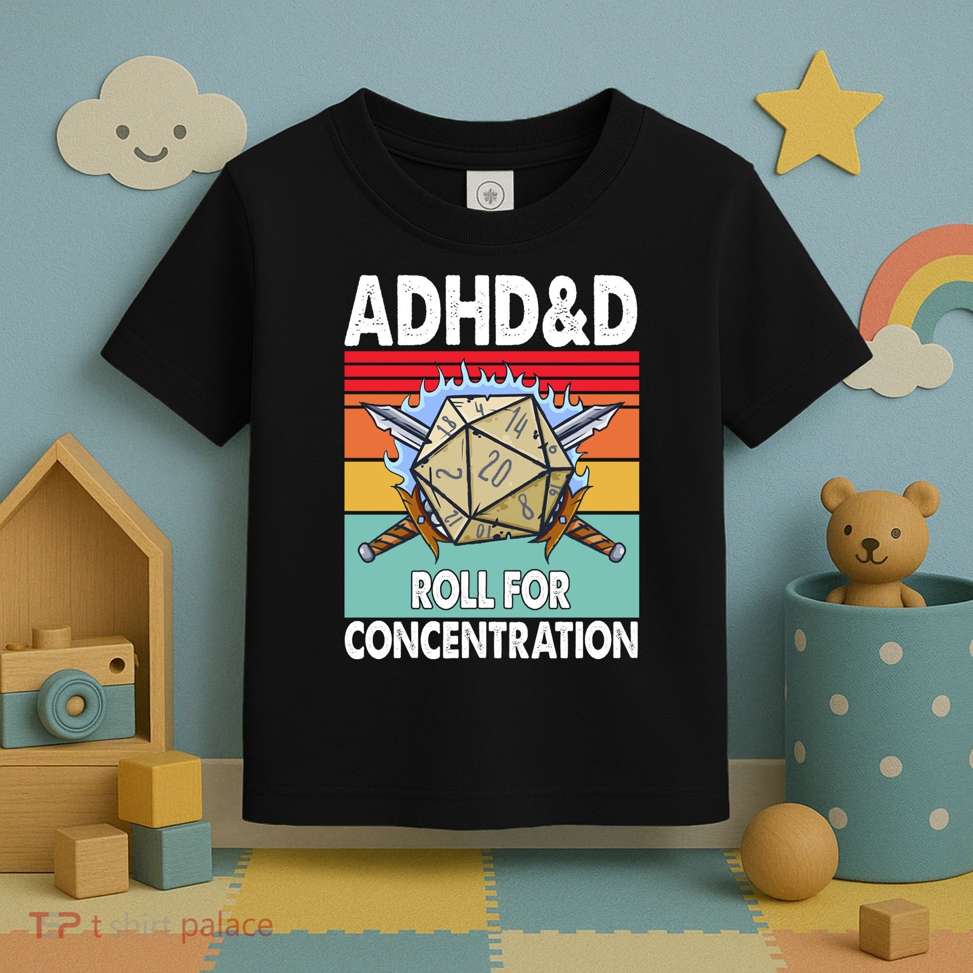 Adhd Roll For Concentration Funny Gamer Toddler T-Shirt