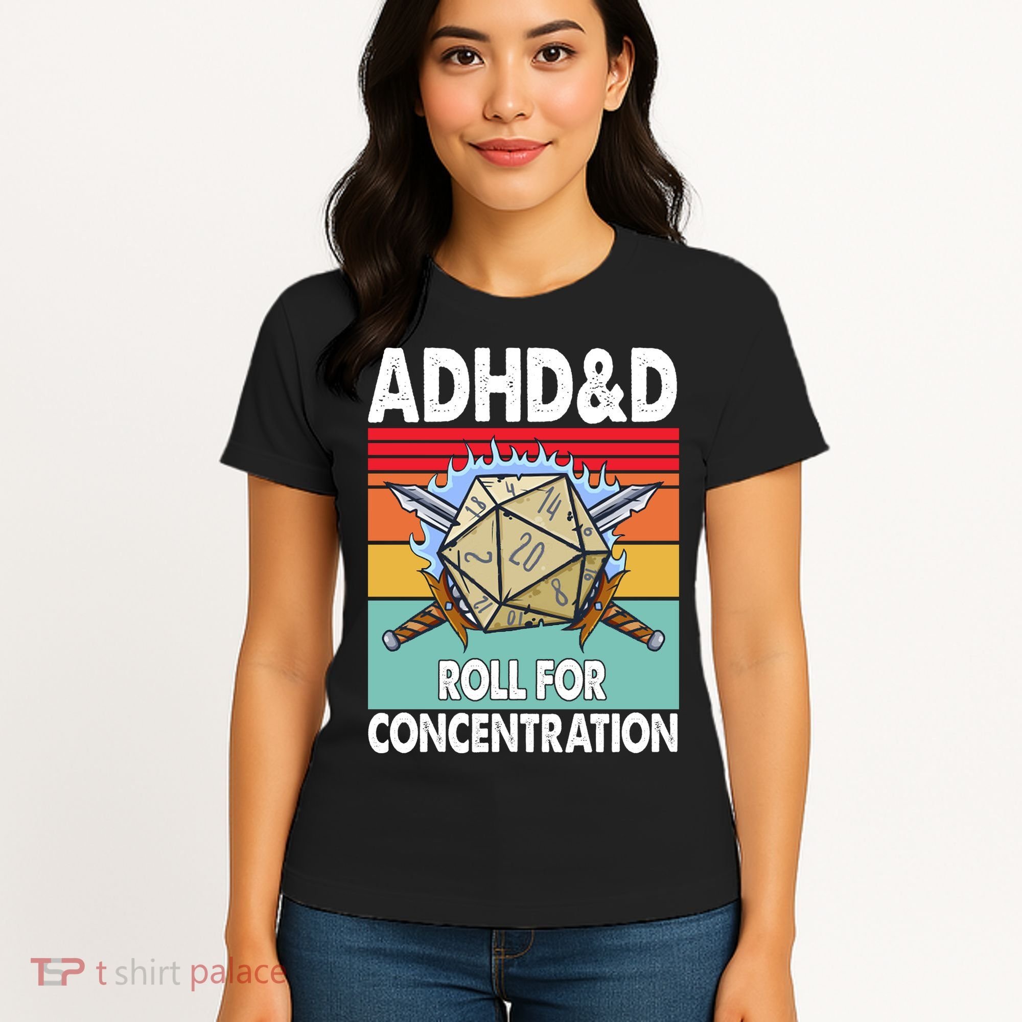 Adhd Roll For Concentration Funny Gamer Women's T-Shirt