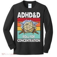 Adhd Roll For Concentration Funny Gamer Kids Long Sleeve Shirt thumb 0