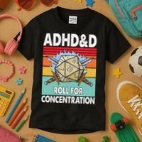 Adhd Roll For Concentration Funny Gamer Kids T-Shirt thumb 3