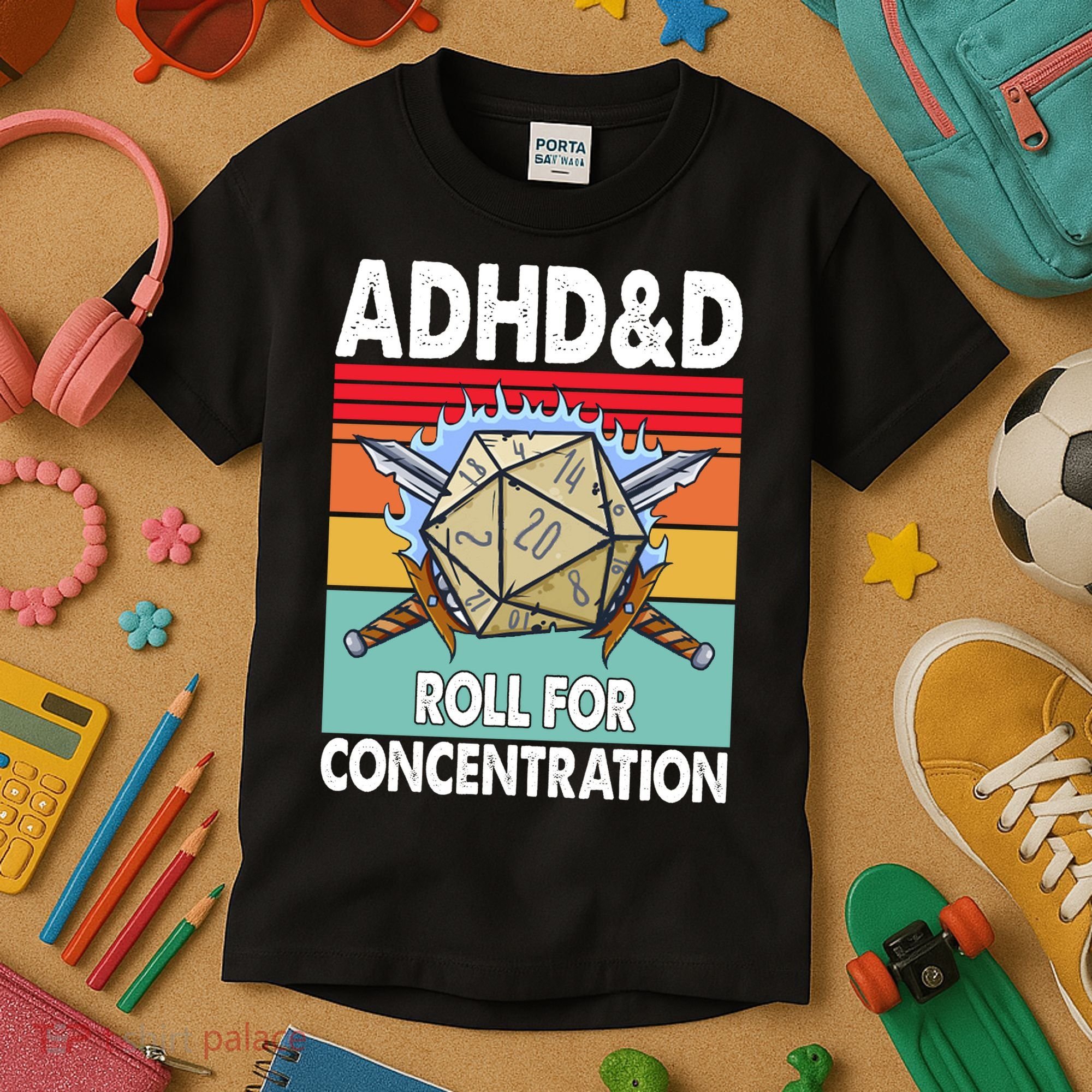Adhd Roll For Concentration Funny Gamer Kids T-Shirt