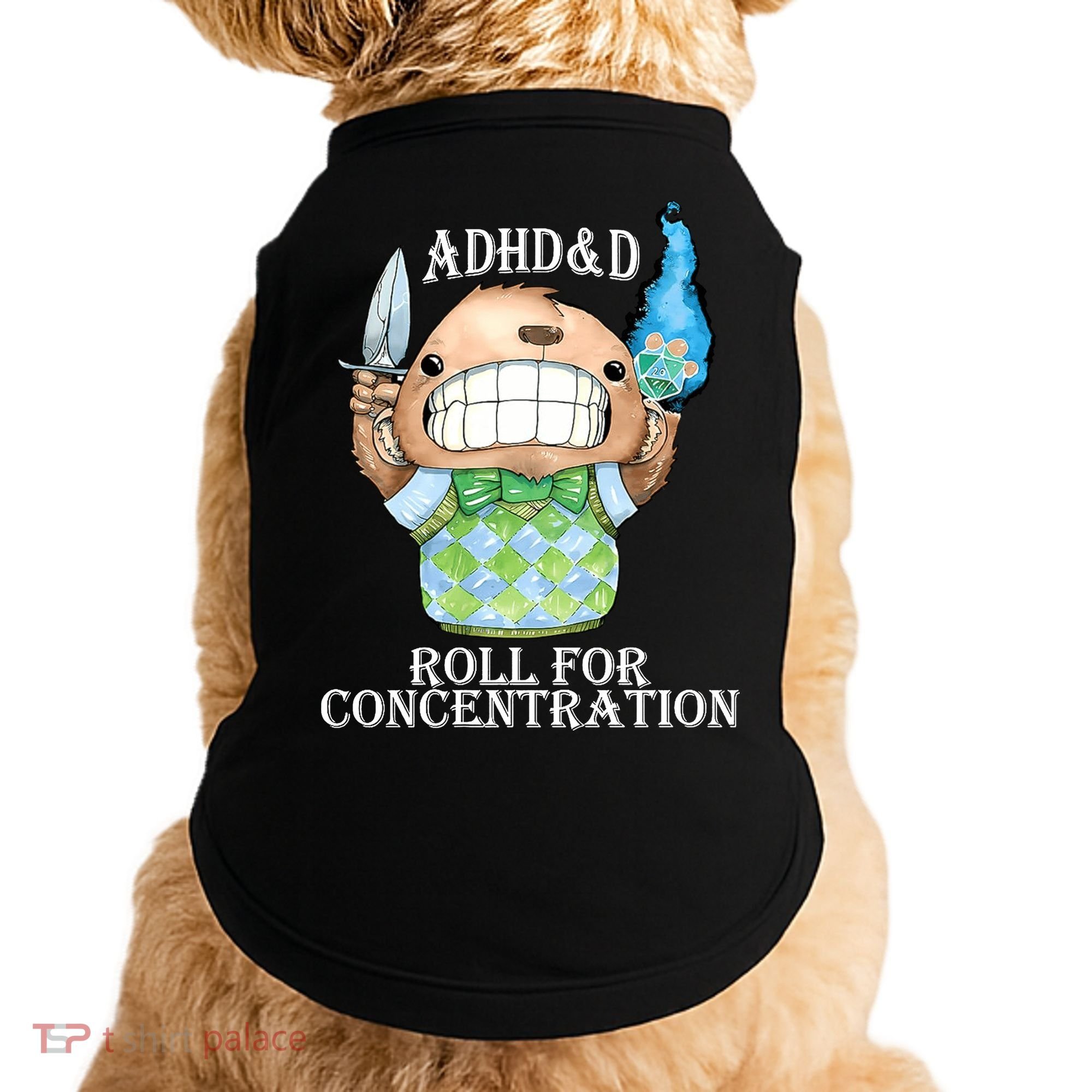 Adhd&D Roll For Concentration Funny Doggie Tank